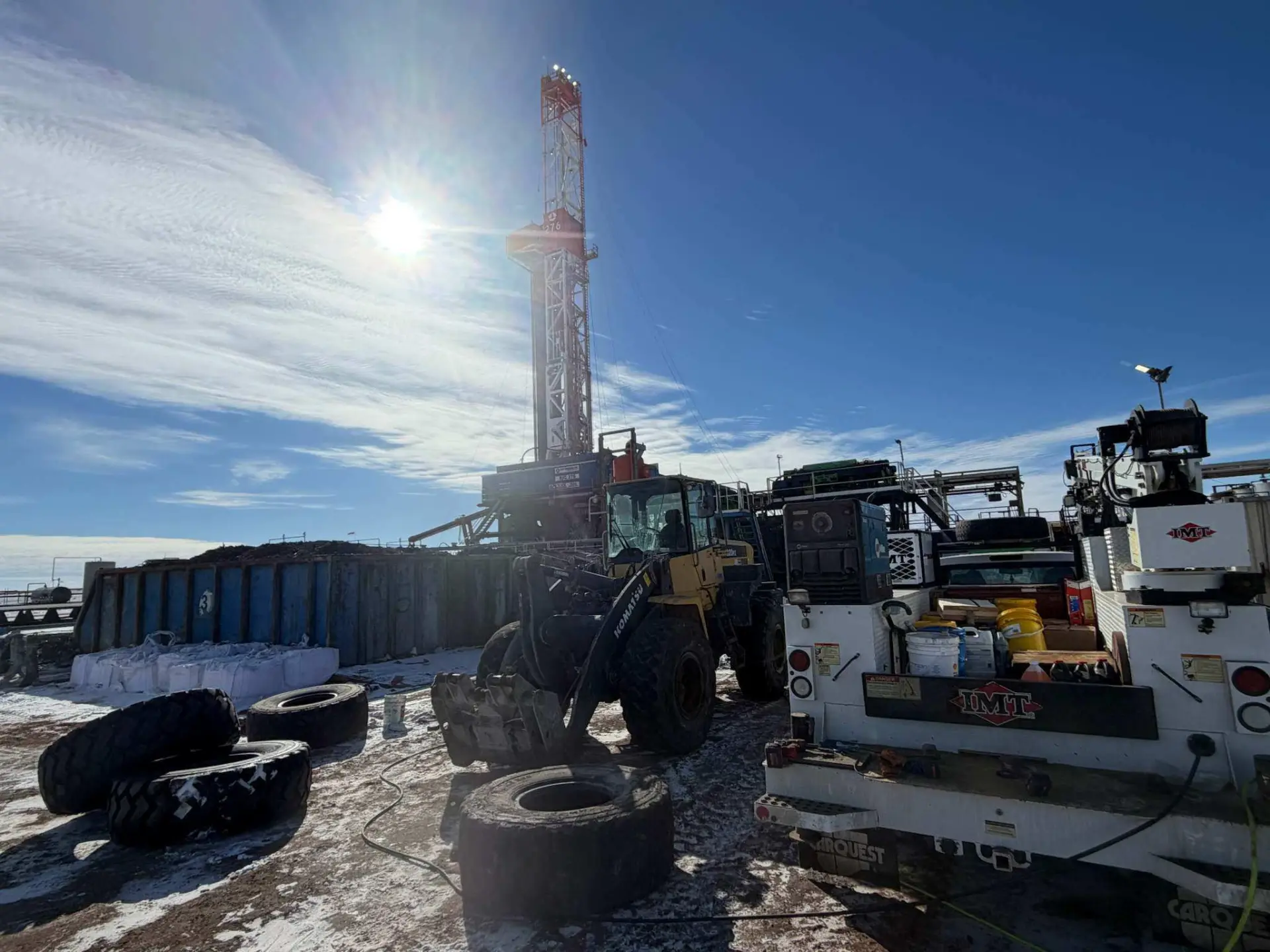Winter rig support with WOS loader and IMT truck
